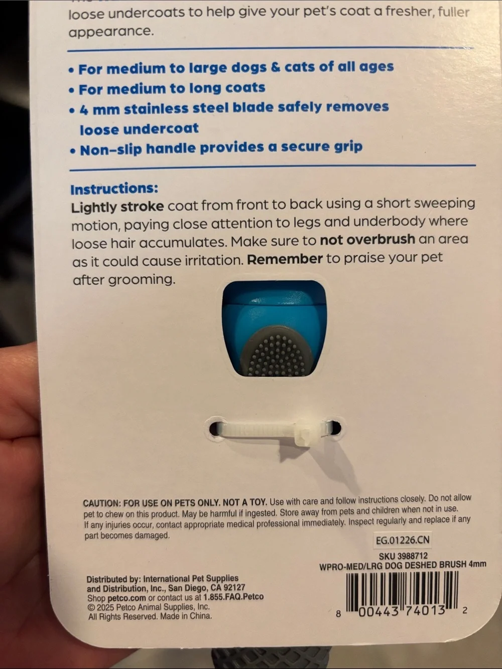 NEW Never Used - Well & Good De-Shedding Brush - Med/Large Dog